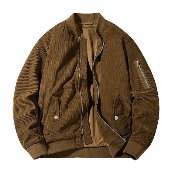 Maoxin Men's Jacket Men's Casual Loose Fitting Long Sleeved Hooded Jacket Long Sleeve Hoodless Faux Leather Outwear Jacketss for men Coffee 2XL