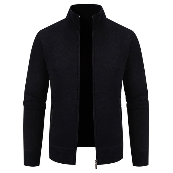 Maoxin Men's Jacket Men's Casual Standing Collar Long Sleeved Hooded Zipper Jacket Long Sleeve Hoodless Casual Outwear Jackets Black 3XL