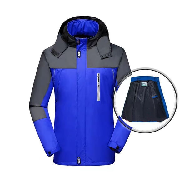 Maoxin Men's Jacket Men's Color Blocked Pocket Detachable Zipper Outdoor Jacket Jacket Coats , Blue , XL