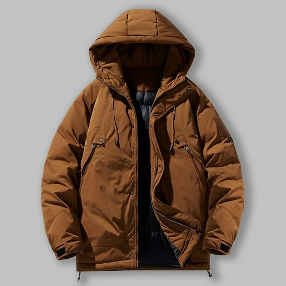 Maoxin Men's Jacket Men's Fashion Casual Outdoor Work Bag Thick Long-sleeved Hooded Casual Coat/jacket Jacket Jacket Coats , Coffee , XL
