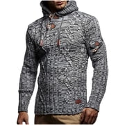 Maoxin Mens Jacket Mens Fashion Solid Color Long Sleeve Hooded Knitted Cardigan Jackets Jacket Coats , Gray , 3XL