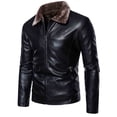 thumbnail image 1 of Maoxin Men's Jacket Men's Lapel Leather Jacket Casual Loose Men's Leather Jacket Solid Color Long Sleeved Hooded Casual Jacket/jacket Black 5XL, 1 of 4