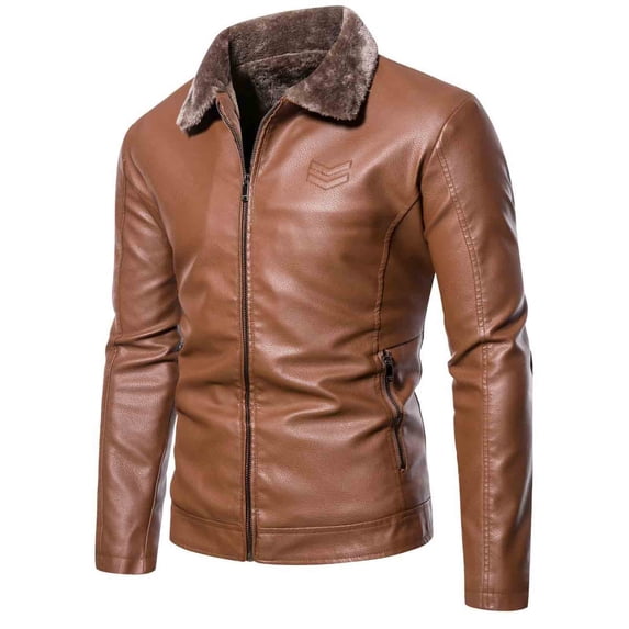 Maoxin Men's Jacket Men's Lapel Leather Jacket Casual Loose Men's Leather Jacket Solid Color Long Sleeved Hooded Casual Jacket/jacket Khaki 5XL