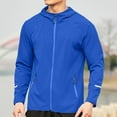 thumbnail image 1 of Maoxin Men's Jacket Men's Solid Color Breathable Sports And Ditness Training Long Sleeved Hooded Casual Windbreaker Jacket Plus Size Jacket for Men , Blue , 4XL, 1 of 8