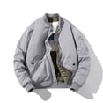 thumbnail image 1 of Maoxin Men's Jacket Men's Solid Color Casual Loose Fitting Long Sleeved Hooded Baseball Uniform Jacket Long Sleeve Hoodless Casual Outwear Jackets Gray S, 1 of 3