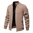 thumbnail image 1 of Maoxin Men's Jacket Men's Stand Up Collar Solid Color Jacket Casual Jacket Top Versatile Men's Long Sleeved Hooded Casual Jacket/jacket Khaki L, 1 of 7