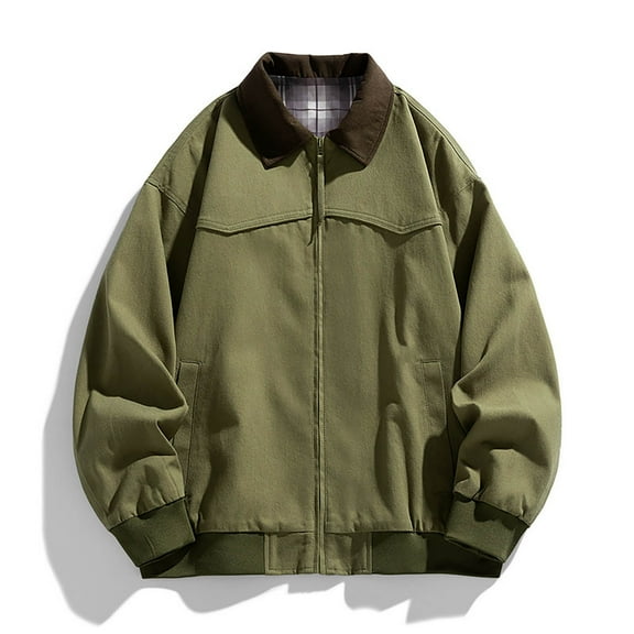 Maoxin Men's Jacket Men's Stitching Drawstring Hooded Slim Fashion Jacket Coat Outwear Green S