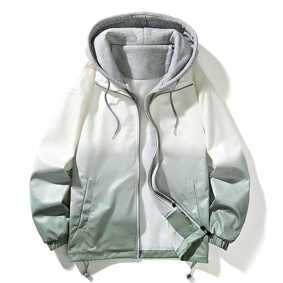 Maoxin Men's Jacket Men's Stitching Drawstring Hooded Slim Fashion Jacket Coat Outwear Jackets for Men , Army Green , M