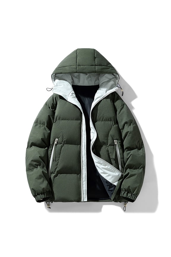 Men's Jacket Men's Stitching Drawstring Hooded Slim Fashion Jacket Coat Outwear Jackets for Men , Green , 3XL