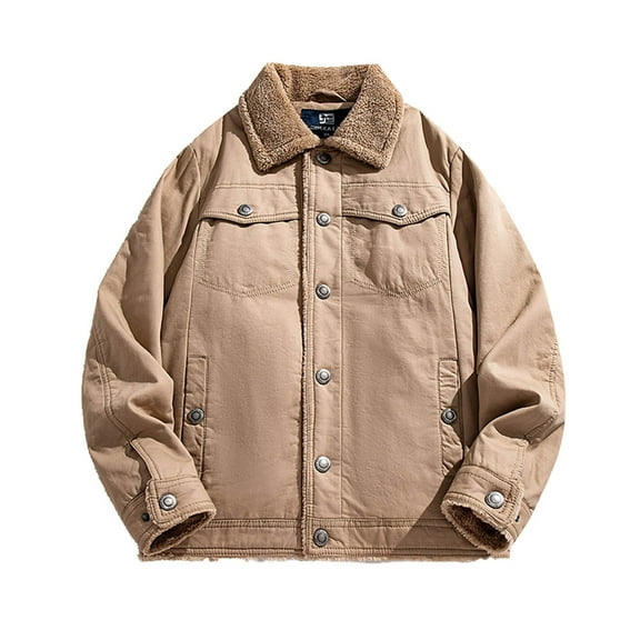 Maoxin Men's Jacket Men's Stitching Drawstring Hooded Slim Fashion Jacket Coat Outwear Khaki 5XL