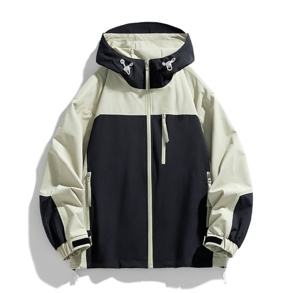 Maoxin Men's Jacket Men's Stitching Drawstring Hooded Slim Fashion Jacket Coat Outwear Plus Size Jacket for Men , Black , XL