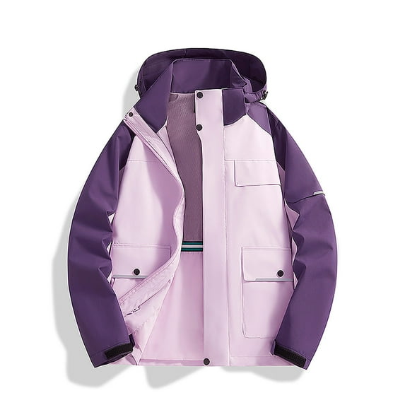 Maoxin Men's Jacket Men's Stitching Drawstring Hooded Slim Fashion Jacket Coat Outwear Plus Size Jacket for Men , Purple , XL