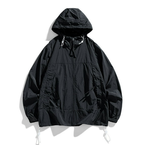 Maoxin Men's Jacket Men's Sunscreen Suit Long Sleeved Hooded Casual Jacket Jacket Coats , Black , XL