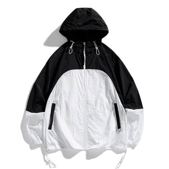 Maoxin Men's Jacket Men's Sunscreen Suit Long Sleeved Hooded Casual Jacket Jacket Coats , White , XL