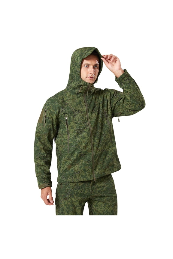 Men's Jacket Men's Winter Camouflage With Zippered Pockets And Long Sleeved Hooded Casual Jacket Plus Size Jacket for Men , Army Green , S