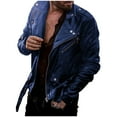thumbnail image 1 of Maoxin Men's Leather Jacket Man Fashion Solid Color Leather Leisure Loose Coat Cultivate Oneself Zipper Leather Jackets for men Dark Blue L, 1 of 5