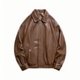 thumbnail image 1 of Maoxin Men's Leather Jacket Man Solid Color Pockets Zipper Lapel Leather Coat Leather Jacket Men Plus Size Coffee M, 1 of 4