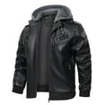 thumbnail image 1 of Maoxin Men's Leather Jacket Men's Solid Color Leather Fashionable Leather Long Sleeved Detachable Hooded Leather Jacket Leather Jackets for Men, 1 of 8