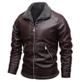 thumbnail image 1 of Maoxin Men's Leather Jacket Men's Winter Long Sleeved Leather Motorcycle Jacket Zipper Coat Long Sleeve Hoodless Faux Leather Jackets for men Coffee XL, 1 of 3