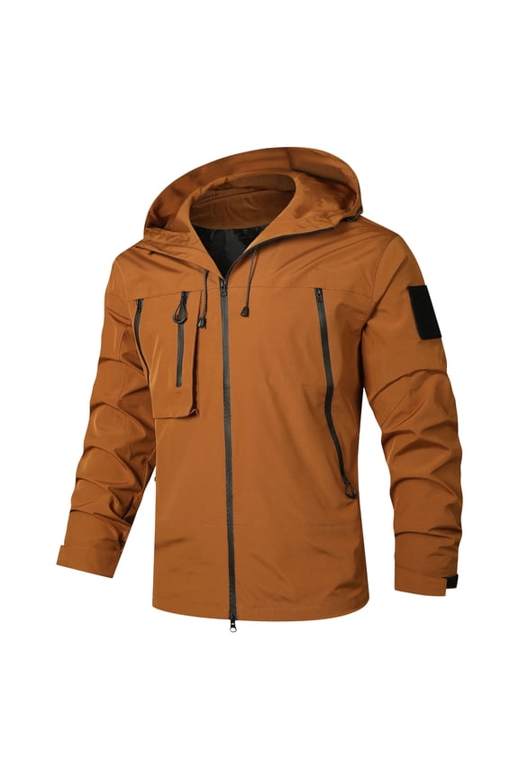 Men's Spring And Charge Coat Thin Outdoor Mountaineering And Riding Windproof Work Coat , Brown , 3XL