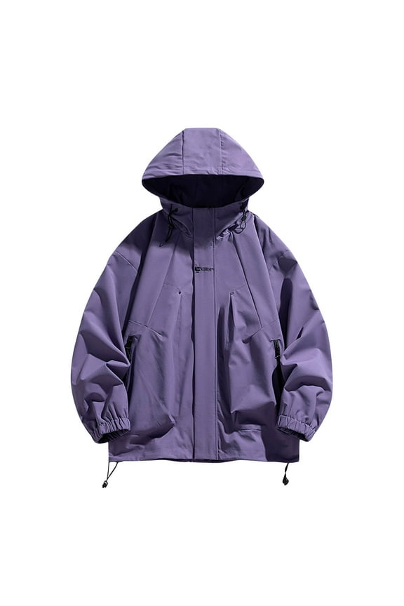 Men's Spring And Charge Coat Thin Outdoor Mountaineering And Riding Windproof Work Coat , Purple , 3XL
