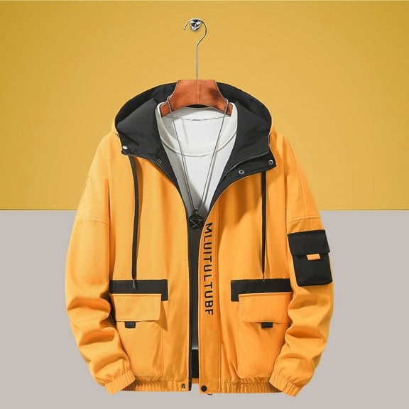 Maoxin Men's Spring And Charge Coat Thin Outdoor Mountaineering And Riding Windproof Work Coat , Yellow , 4XL