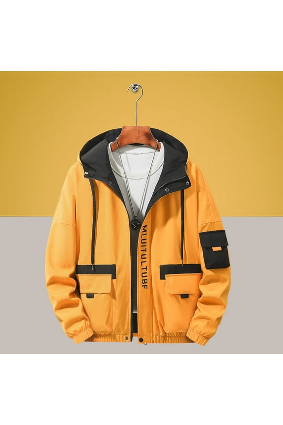 Men's Spring And Charge Coat Thin Outdoor Mountaineering And Riding Windproof Work Coat , Yellow , 4XL