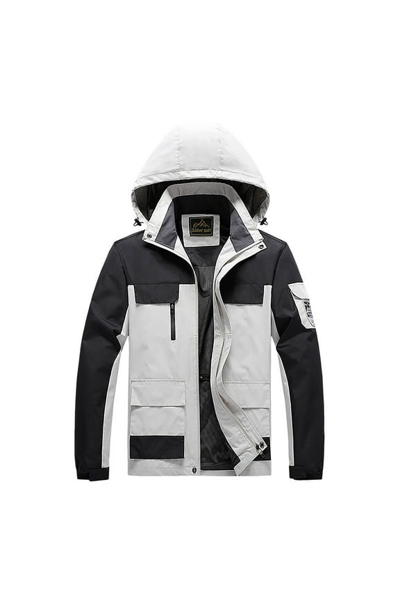 Men's Spring And Coat Thin Outdoor Mountaineering And Riding Windproof Work Coat , White , XL