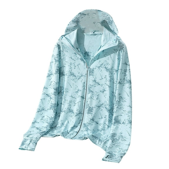 Maoxin Men's Tops Casual Men Summer Slim Long Sleeved Hooded Breathable And Sun Proof Clothing Men's Coats/Jackets , Light Blue , L