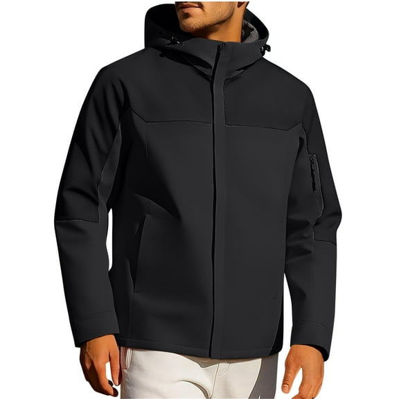 Men's Jackets With Multiple Pockets Zipper Hoodid Sports Coat Thin Outdoor Mountaineering Riding Windproof Work Coat Jackets Hooded