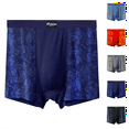 thumbnail image 1 of Maoxin Mens Boxer Briefs High Waisted Plus Size Flat Underwear Wide Waistband Print Four Corners Underwear For Men Blue 3XL, 1 of 5