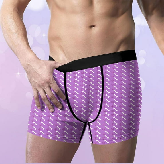 Maoxin Mens Boxer Briefs Valentine's Day Digital Printing Breathable Close Fitting Underpants Men's Boxer Briefs Hot Pink XL