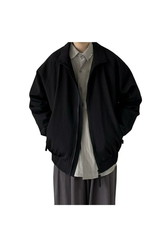 Mens Jacket Corduroy stand up collar men's workwear jacket Black M