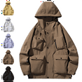 thumbnail image 1 of Maoxin Mens Jacket Fashion Men's Solid Color Outdoor Hiking Long Sleeve Hooded Casual Outwear Jackets Jackets for Men , Coffee , L, 1 of 6