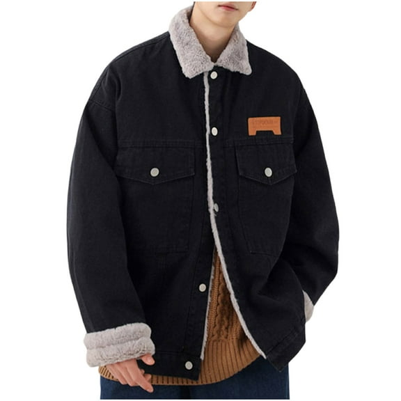 Maoxin Mens Jacket Fashion Men's Temperament Long Sleeve Hoodedless Casual Outwear Jackets Black L