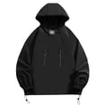 thumbnail image 1 of Maoxin Mens Jacket Fashionable Men's Long Sleeve Hooded Casual Comfortable Outwear Jackets Jackets for Men , Black , 3XL, 1 of 7