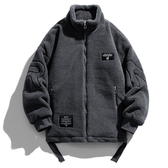 Maoxin Mens Jacket Fashionable Men's Solid Color Long Sleeve Hoodless Casual Outwear Jackets Dark Gray 2XL