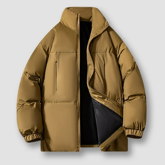 Maoxin Mens Jacket Fashionable Men's Solid Color Long Sleeve Hoodless Casual Outwear Jackets Khaki L