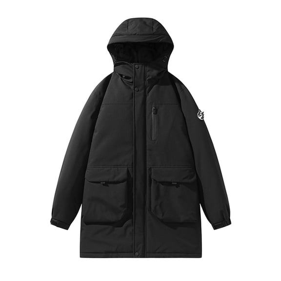 Maoxin Mens Jacket Men's Casual Loose Fitting Long Sleeved Zippered Hooded Jacket Jacket Coats , Black , S