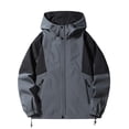 thumbnail image 1 of Maoxin Mens Jacket Men's Casual Loose Fitting Long Sleeved Zippered Hooded Jacket Jacket Coats , Dark Gray , 2XL, 1 of 5