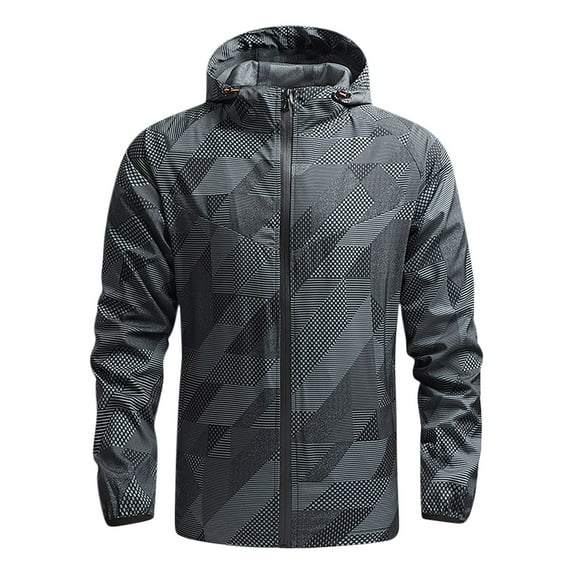 Maoxin Mens Jacket Men's Casual Loose Fitting Long Sleeved Zippered Hooded Jacket Jacket Coats , Dark Gray , 3XL