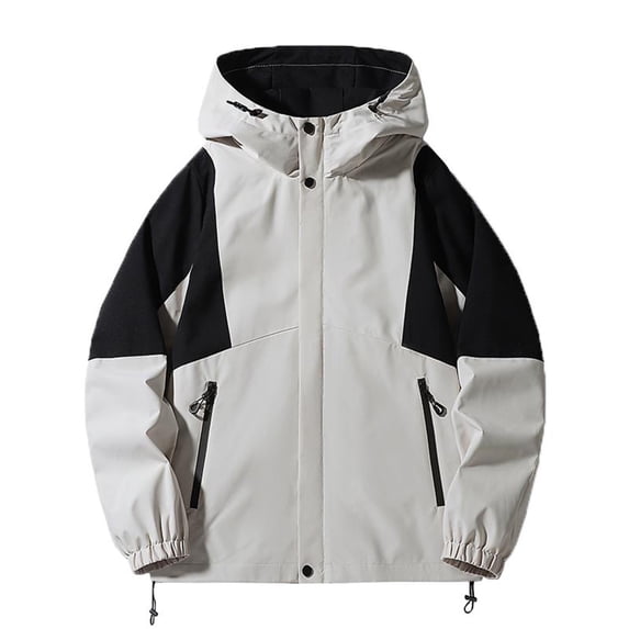 Maoxin Mens Jacket Men's Casual Loose Fitting Long Sleeved Zippered Hooded Jacket Jacket Coats , Khaki , 3XL