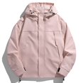 thumbnail image 1 of Maoxin Mens Jacket Men's Casual Loose Fitting Long Sleeved Zippered Hooded Jacket Jackets for Men , Pink , XL, 1 of 5