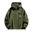 thumbnail image 1 of Maoxin Mens Jacket Men's Casual Loose Fitting Workwear Long Sleeved Hooded Jacket Long Sleeve Hooded Casual Outwear Jackets Jacket Coats , Green , XL, 1 of 5