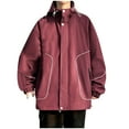thumbnail image 1 of Maoxin Mens Jacket Men's Casual Loose Fitting Workwear Long Sleeved Hooded Jacket Long Sleeve Hooded Casual Outwear Jackets Jackets for Men , Wine , 3XL, 1 of 6