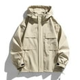 thumbnail image 1 of Maoxin Mens Jacket Men's Casual Loose Fitting Workwear Long Sleeved Hooded Jacket Long Sleeve Hooded Casual Outwear Jackets Plus Size Jacket for Men , Khaki , 3XL, 1 of 5