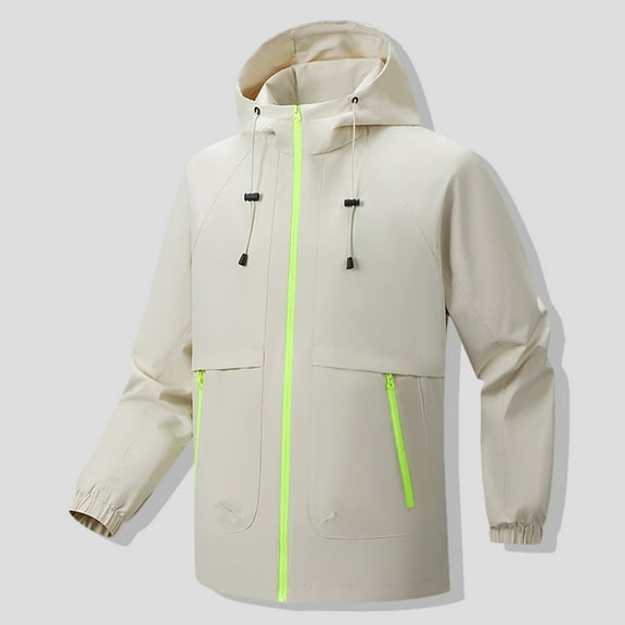 Maoxin Mens Jacket Men's Fashion Casual Outdoor Work Bag Long Sleeve Hooded Casual Coat/jacket Jacket Jackets for Men , White , 2XL