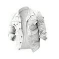 thumbnail image 1 of Maoxin Mens Jacket Men's Lapel Slimfit Solid Color Pocket Button Long Sleeve Jacket Spring/Autumn Clothing White 3XL, 1 of 3