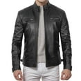 thumbnail image 1 of Maoxin Mens Jacket Men's New Leather Jacket Stand Collar Punk Motorcycle Leather Jackets Plus Size Leather Jackets for Men Black 4XL, 1 of 5
