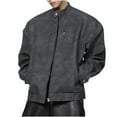 thumbnail image 1 of Maoxin Mens Jacket Men's Solid Color Pocket Zipper Jacket Jacket Gray L, 1 of 4